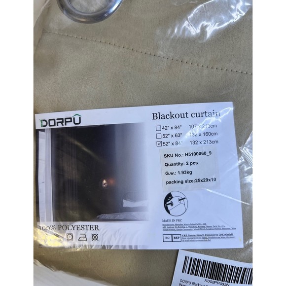 Blackout Curtains for Bedroom Beige 84 Inches Long Privacy & Noise Reducing - Picture 3 of 9